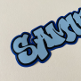 Graffiti Style Blue Tone Name Sticker