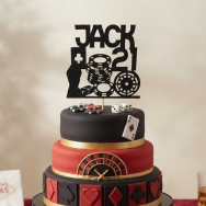 Personalized Casino Gambling Cake Topper